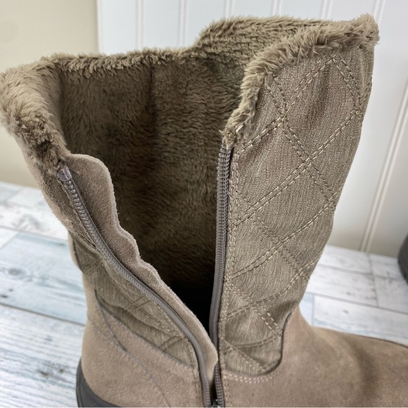 Lands End Boots Tan Suede All Weather Quilted Zip Winter Boots Women’s 7 B - Picture 7 of 10